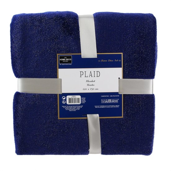 Plaid Blanket Deken 120x150cm Blauw met Glitter