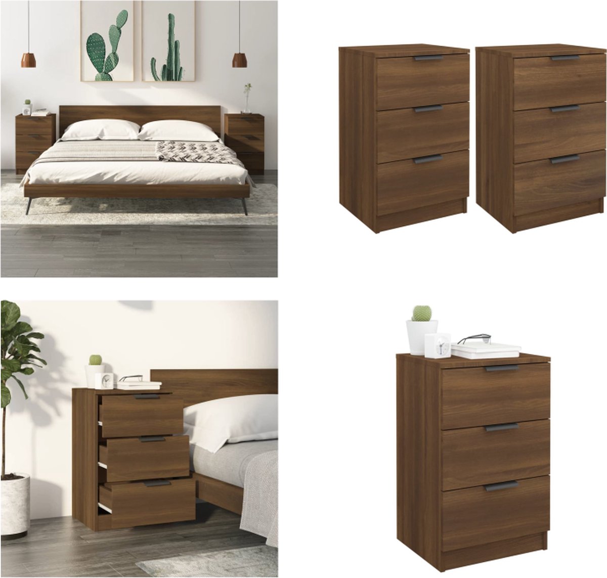 Nachtkastjes 2 st 40x36x65 cm sonoma eikenkleurig kopen