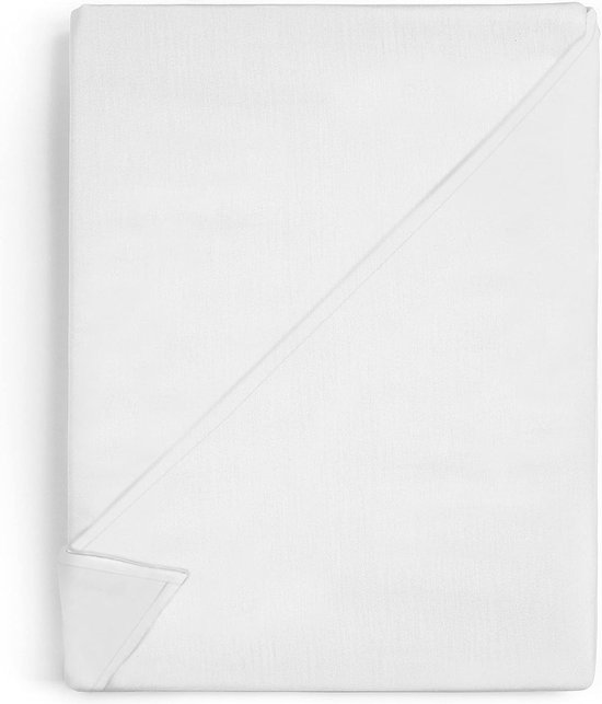 Bedlaken zonder elastiek, kookecht katoen, set van 2, 220 x 240 cm, wit laken zonder elastiek, katoenen lakens om op te maken, hotel, 125 g/m²
