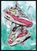 Sneaker print pink 51x71 cm *ingelijst & gesigneerd