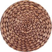 Placemat gemaakt van zeegras - waterhyacint, set van 6 afwasbare placemats Ronde tafelonderzetters van 35 cm, gewassen bruin