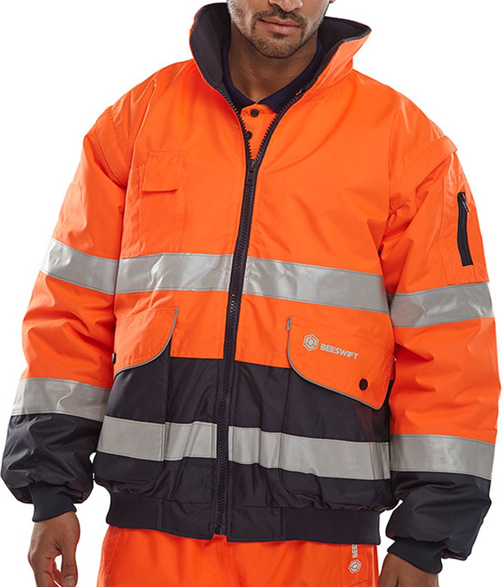 Beeswift Bomberjack - Oranje/Marineblauw - Maat M