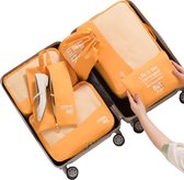 Packing Cubes Set van 6 kledingtassen, kofferorganizer voor vakantie en reizen, Packing Cube Set, reiskubussen, organizersysteem voor koffers (oranje)