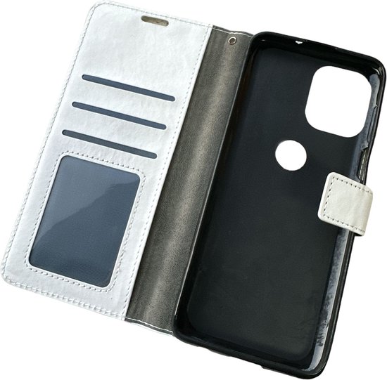 Couverture De Cas De Livre De Portefeuille + 2x Glas De Protection D'écran Adapté à: Motorola Moto G200 5G - Wit