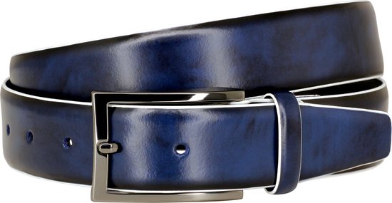 LINDENMANN leren heren riem - blauw - Maat: 105