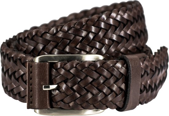 LINDENMANN leren heren riem - bruin - Maat: 120