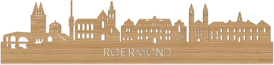 Skyline Roermond Bamboe hout - 120 cm - Woondecoratie - Wanddecoratie - Meer steden beschikbaar - Woonkamer idee - City Art - Steden kunst - Cadeau voor hem - Cadeau voor haar - Jubileum - Trouwerij - WoodWideCities