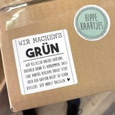 100 Reclycle stickers 'Wir machen's grün' - Milieubewust dozen opnieuw gebruiken - Duitse klanten - zendingen naar Duitsland - leveren aan Duitse klanten - Sticker herbruik een doos