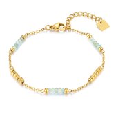Twice As Nice Armband in goudkleurig edelstaal, blue apatite steentjes 16 cm+3 cm