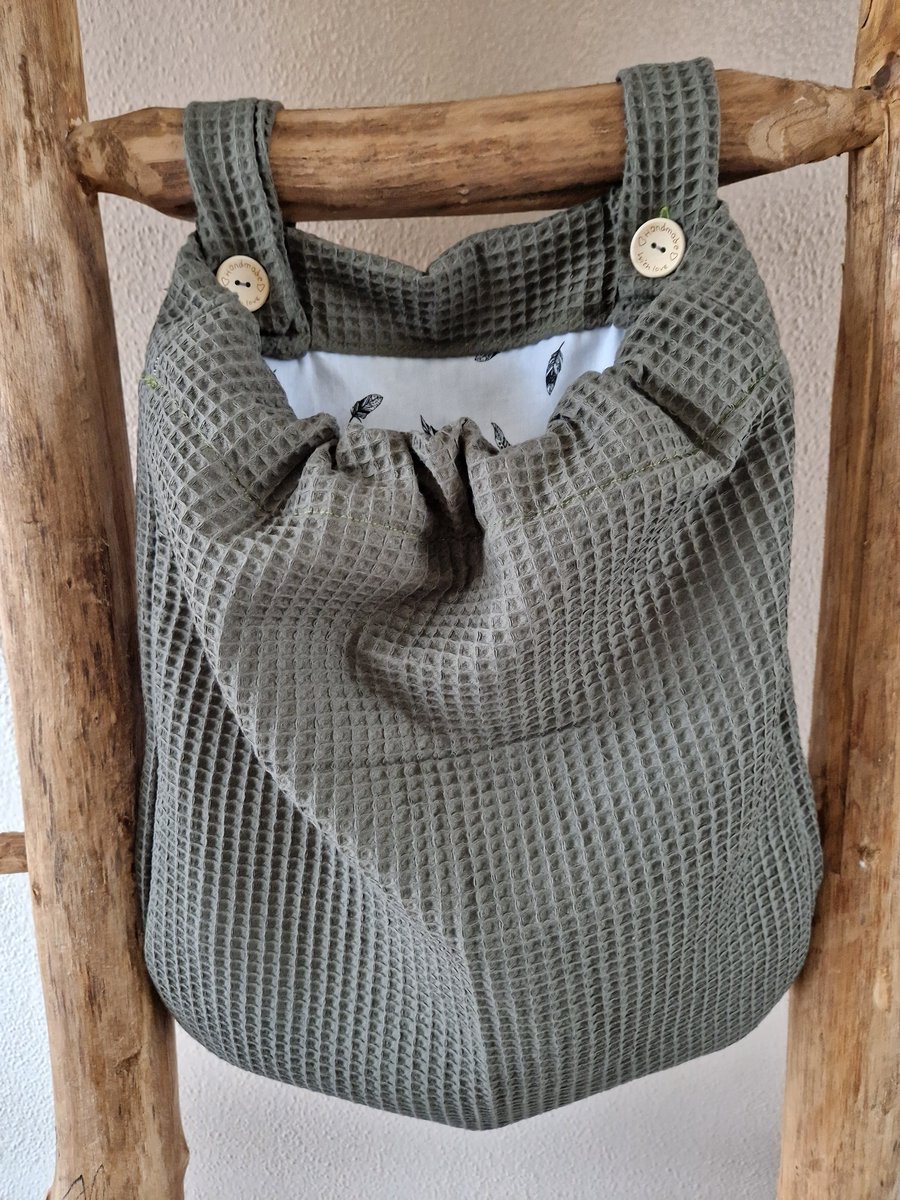 Boxzak baby Army Green - Veertjes – opbergzak box – box organizer – 40x50 cm – handgemaakt – babykamer accessoire Baby Creaties