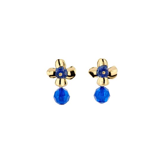 Parel oorbellen blauw en Biwa | Gaia Sieraden