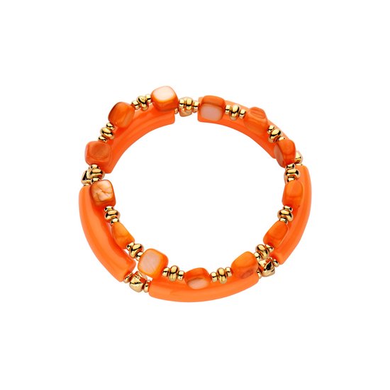 Les Cordes - PAN66 (AB) - Bracelet - Oranje - Métal - Résine - Bijoux - Femme - Printemps/Été