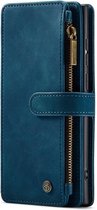 CaseMania Bookcase hoesje geschikt voor Samsung Galaxy S23 Ultra - Effen Blauw - Kunstleer - - Portemonnee met 10 Vakjes voor Pasjes en Ritsvak