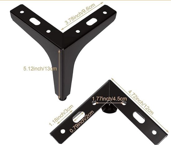 Prof Set Van 8 Bankpoten Metaal 13 Cm Metalen Meubelpoten Belasting Tot