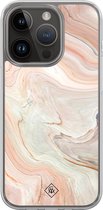 Casimoda® hoesje - Geschikt voor iPhone 13 Pro - Marmer Waves - 2-in-1 case - Schokbestendig - Water - Verhoogde randen - Bruin/beige, Transparant