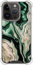 Casimoda® hoesje - Geschikt voor iPhone 13 Pro - Groen marmer / Marble - Shockproof case - Extra sterk - TPU/polycarbonaat - Groen, Transparant