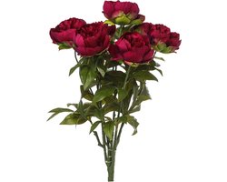 Peony bush x 7 red-Kunstbloem -Pioenroos Kunstbloemen Boeket - Boeket Rode Kunstrozen - 7 rozen - Zijde Kunst Rozen - Geschikt Voor Feestdecoratie Kerstversiering, Bruiloften, knutselen, Rouwboeket - Duurzaam