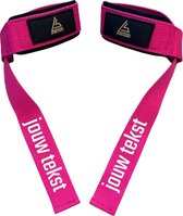 Lifting straps - roze - personaliseerbaar - 100% polyester - met padding - deadlift straps