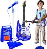 Kruzzel Elektrische Kindergitaar - Met Microfoon en Versterker - Blauw - MP3-ingang