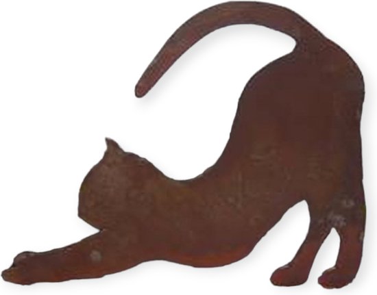 Rostikal - Decoratie - Tuin - Kat - Mimi - Strekkend - Roest figuur - Metaal - 23 cm hoog