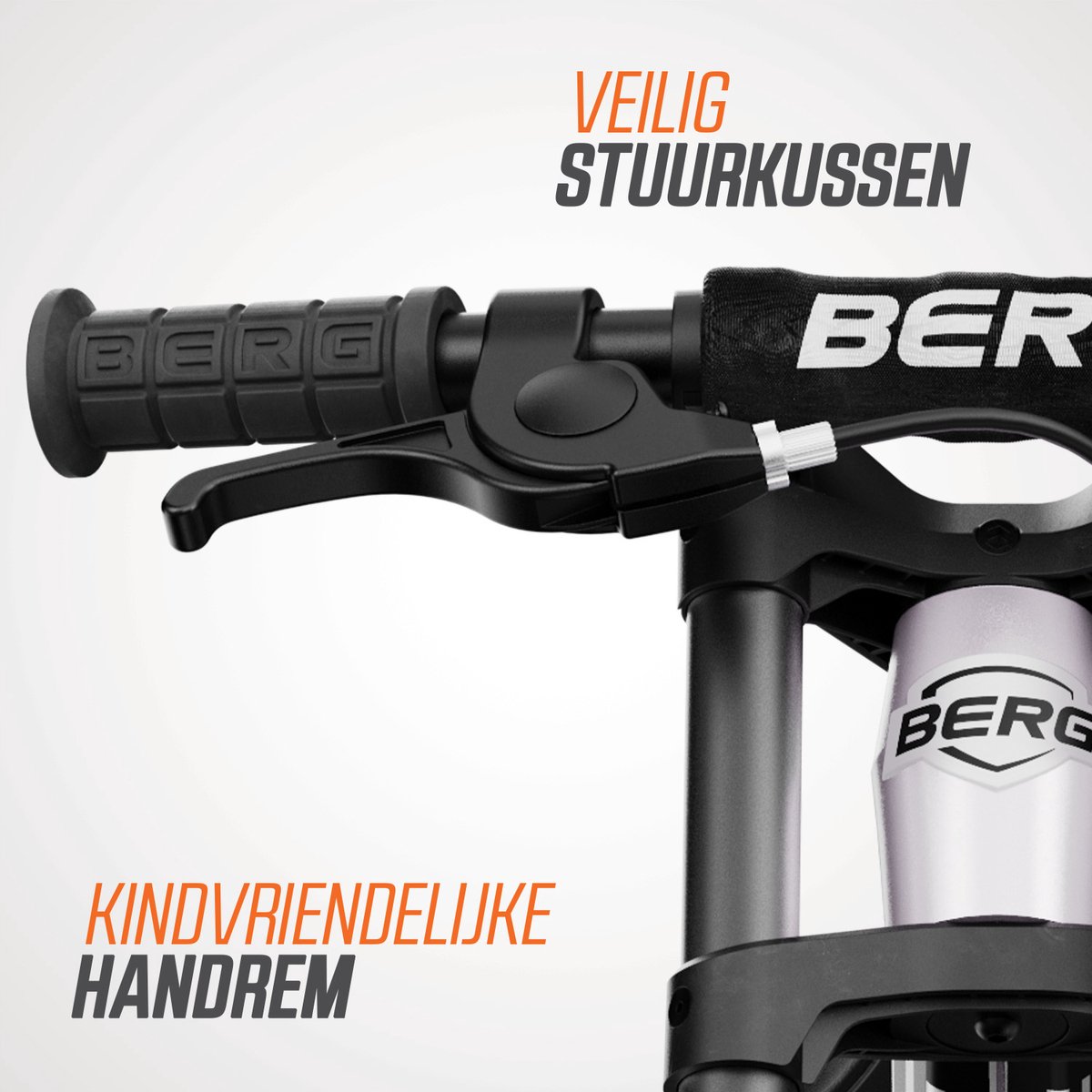 BERG Biky Cross White Loopfiets - 12 inch - Lichtgewicht Magnesium frame - Met Handrem - Verstelbaar Zadel - 2,5+ Jaar - Wit — afbeelding 3