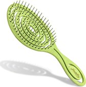 Ninabella haarborstel antiklit dames en heren - Spiraalvormige anti klit borstel - Detangler brush - Stijlborstel voor krullen of steil haar - Lime