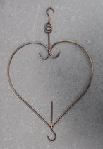 Metalen vetbolhanger hart donkerbruin/roest
