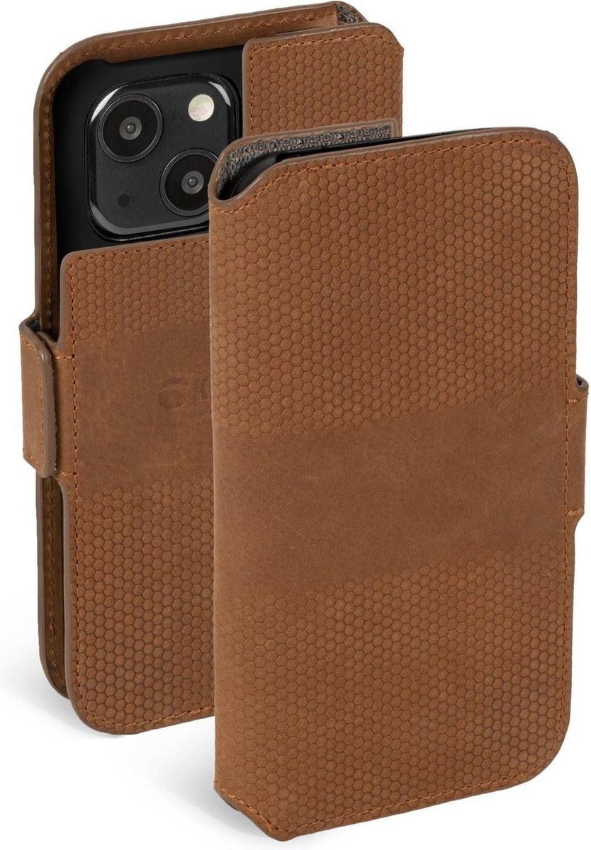 Krusell Leather Phone Wallet Apple iPhone 13 - cognac
