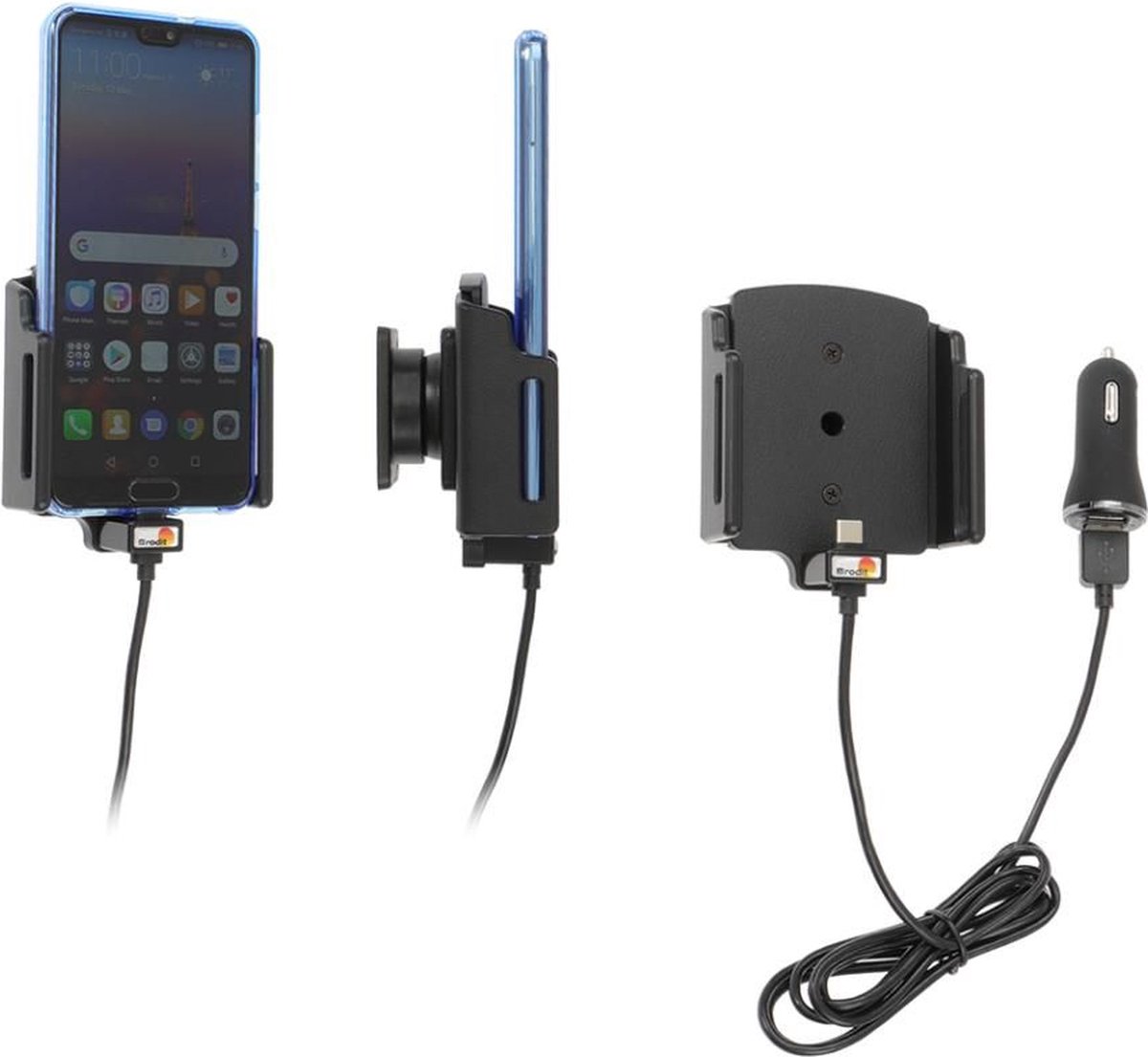 Brodit houder geschikt voor Universele houder USB-C met 12V USB plug 70-83mm / 2-10 mm
