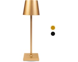 BandiO Tafellamp Oplaadbaar - 3 kleuren - Draadloos en dimbaar – Aluminium - 5200mAh - Moderne touch lamp – Nachtlamp Slaapkamer – Goud