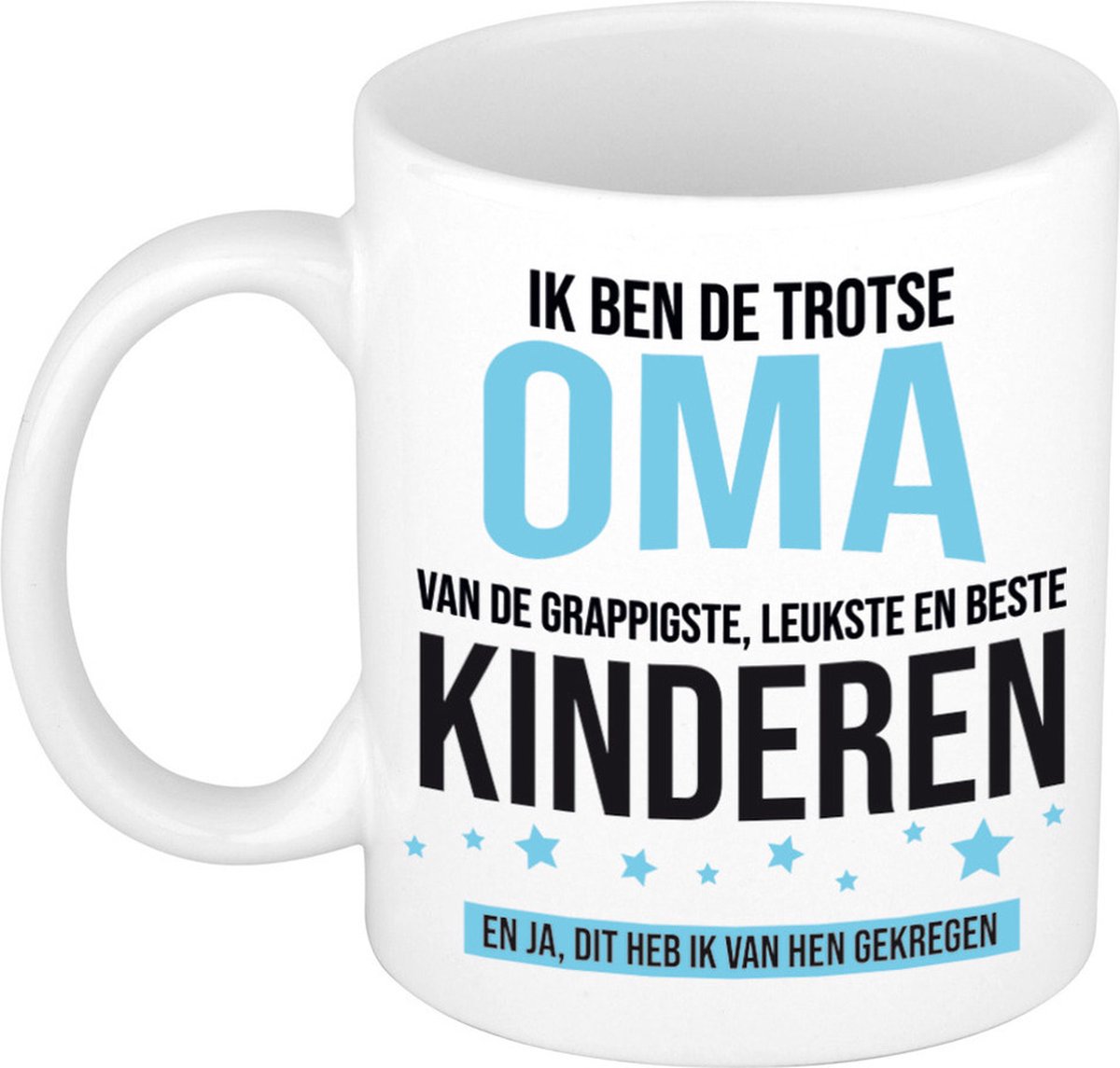 Bellatio Decorations Cadeau koffie/thee mok voor oma - blauw - trotse oma - 300 ml