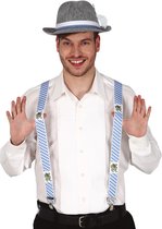 Fiestas Guirca Oktoberfest verkleed set - bretels/strikje/hoed - blauw/wit - volwassenen - carnaval