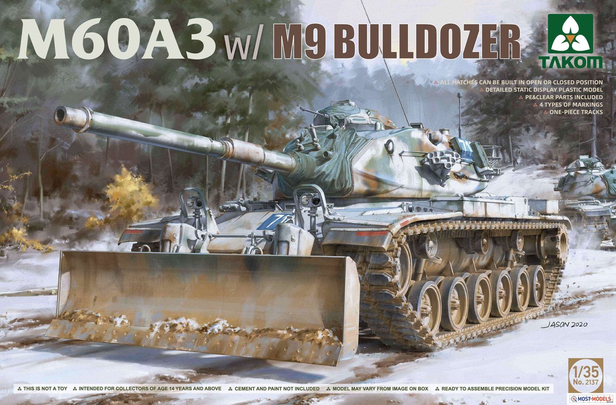 Takom Modelbouwpakket Militaire voertuigen - 2137 M60A3 w/M9 Bulldozer Tank Plastic - 1:35 - Modelbouw
