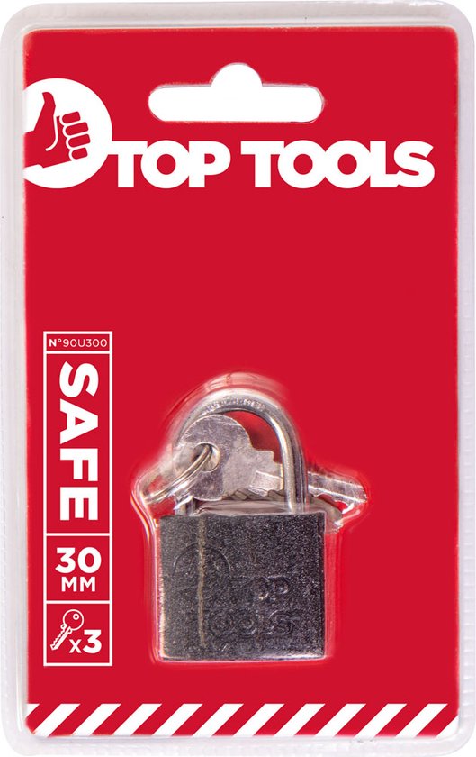 Top Tools Hangslot 30mm 2 Sleutels Op Blister Verpakking - Top Tools