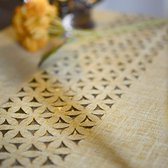 Tafelloper geel linnen prachtig lasergesneden patroon geschikt voor bijeenkomsten binnen en buiten, bruiloften en vakantiejurken (geel-1, 40 x 180 cm)