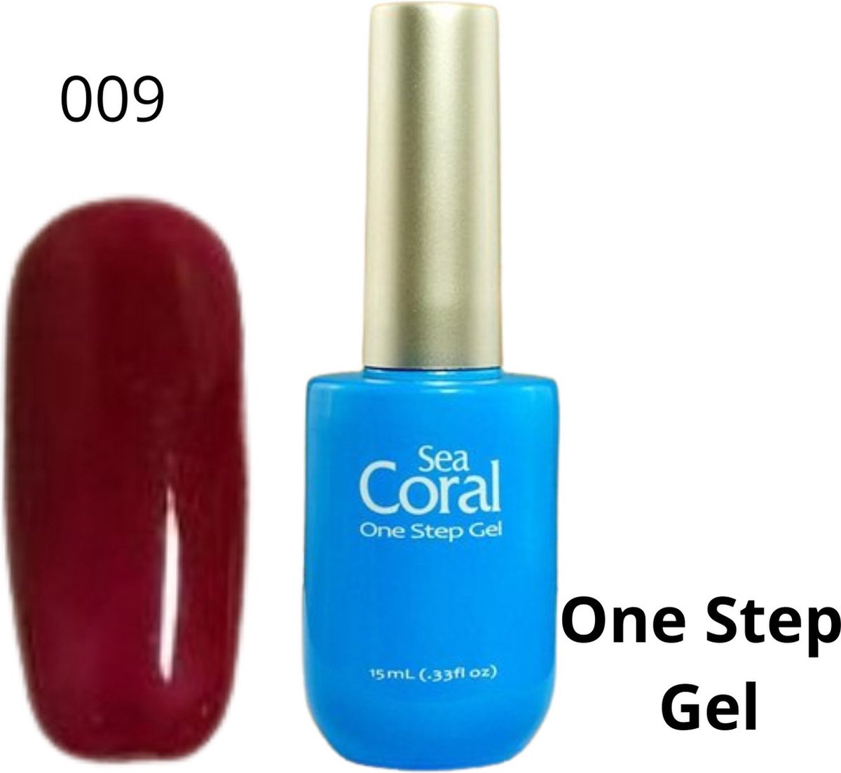 SeaCoral One Step No Wipe Gellak - Gel Nagellak - GelPolish – geen plaklaag - zónder kleeflaag, geschikt voor UV en LED – Rood 009