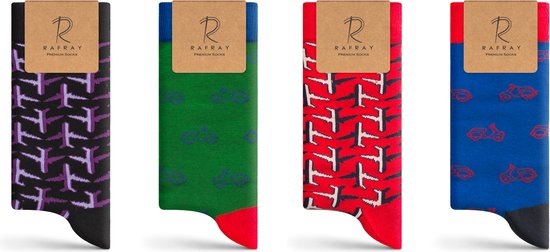 RAFRAY Sokken - Funky Socks - Scooter & Plane Sokken in Cadeaubox - Premium Katoen - 4 paar - Maat 40-44