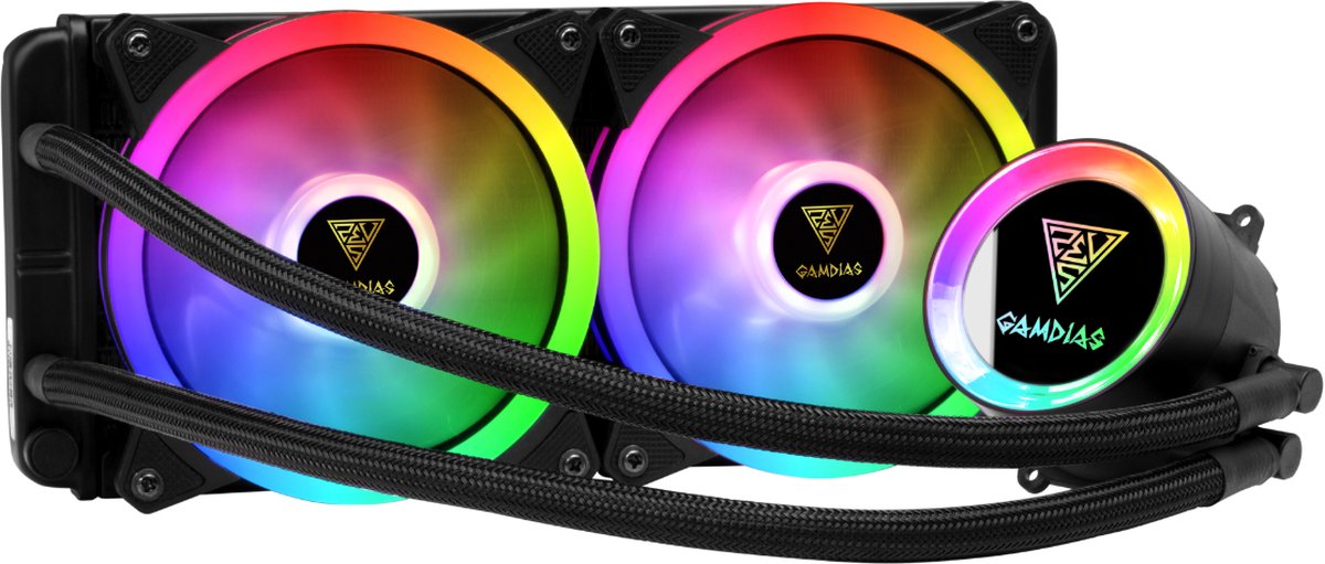 GAMDIAS RGB CPU Liquid Cooler|Intel en AMD Processor Koeler met RGB LED Verlichting (NON Addressable)|Chione M2-240 Lite - GAMDIAS
