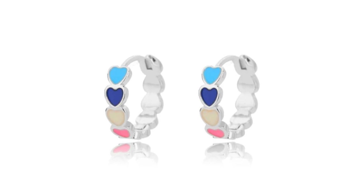 Oorbellen hartjes multicolor Roestvrij staal RVS