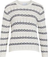 Vila Trui Visalanda L/s O-neck Knit Top 14092295 White Alyssum/navy Blazer Dames Maat - L