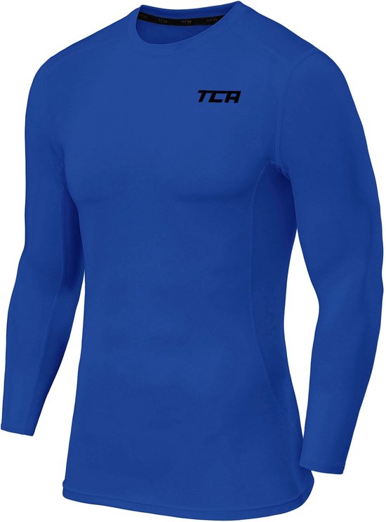 TCA Mannen Pro Performance Lange Mouw Hardloop Compressie Basislaag Top - Helderblauw, XXL