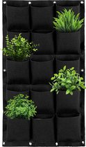 Verticale tuin met 15 plantenzakken voor buiten en binnen – Hangende plantenzak – Plantenmuur – 80 x 50 cm - Zwart