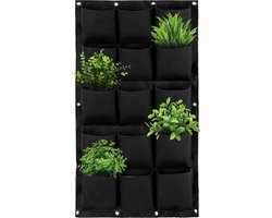 Verticale tuin met 15 plantenzakken voor buiten en binnen – Hangende plantenzak – Plantenmuur – 80 x 50 cm - Zwart