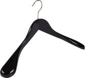 De Kledinghanger Gigant - 10 x Mantelhanger / kostuumhanger lotushout zwart gelakt met schouderverbreding, 44 cm