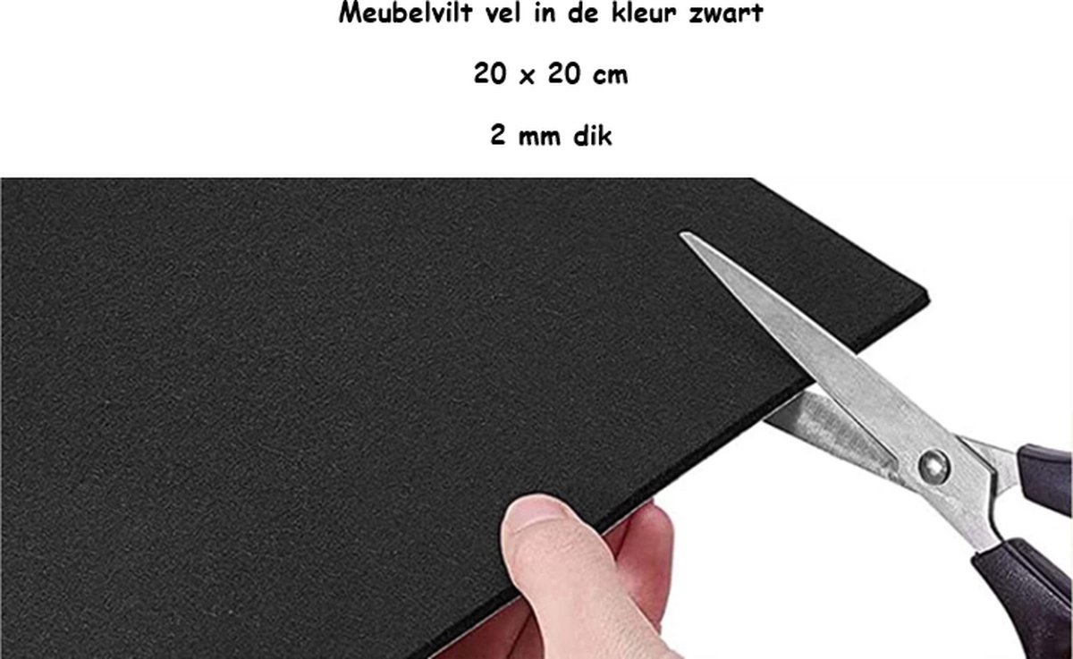 FSW-Products - Anti Kras Vloerbeschermers Viltjes - 20x20 cm - 2 mm dik - Meubelvilt - Stoelpoten - Vloerglijders - Zwart Vilt