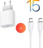 INFY - Chargeur rapide pour iPhone 15 - Adaptateur USB-C 20W avec câble USB-C vers USB-C de 1 mètre - iPhone 15 / pro / pro max - Universel