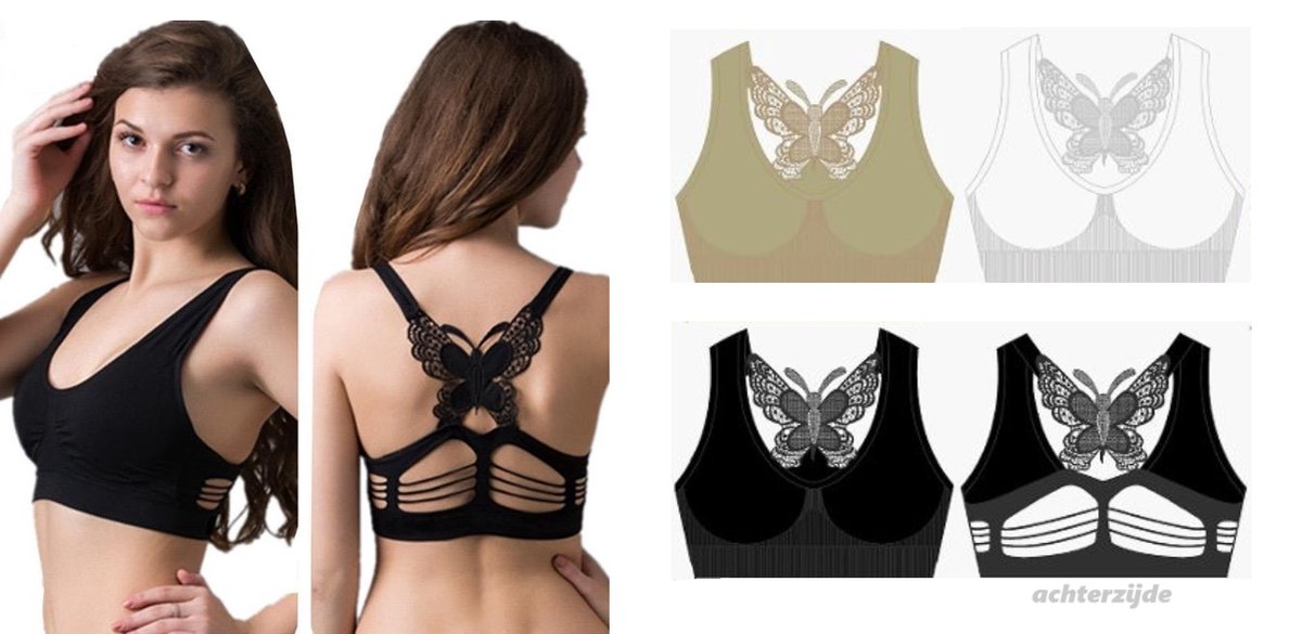 Sweet Angel Vlinder Bra - Sport Bra - 3Pack - Confectiemaat S/M - Cup A/B