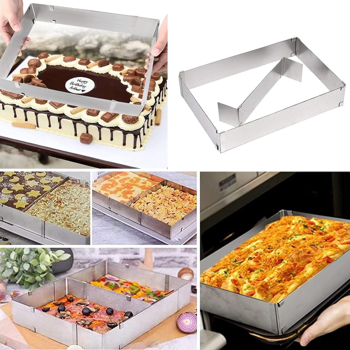 Cadre à Tarte Rectangle 12 X 4 Cm Inox Sans Fond Ecole Valrhona De Buyer - Matériel Pâtisserie Cuisi
