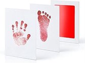 CHPN - Baby Voet- en Handafdruk Inktset - Rood - Incl. 2 witte kaartjes - 1 setje - Voetafdruk baby - Handafdruk - Kraamcadeau - Geboorte - Moederdag - Vaderdag