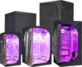 QProductz Kweektent - Groeikas Hoge Kwaliteit met Groeiset - Broeikas met LED Verlichting - 50 x 50 x 100cm/Zwart